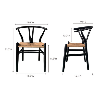 Ventana Dining Chair Black And Natural - Set Of Two by Moe's Home
