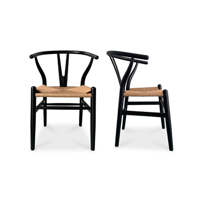 Ventana Dining Chair Black And Natural - Set Of Two | Multicolor