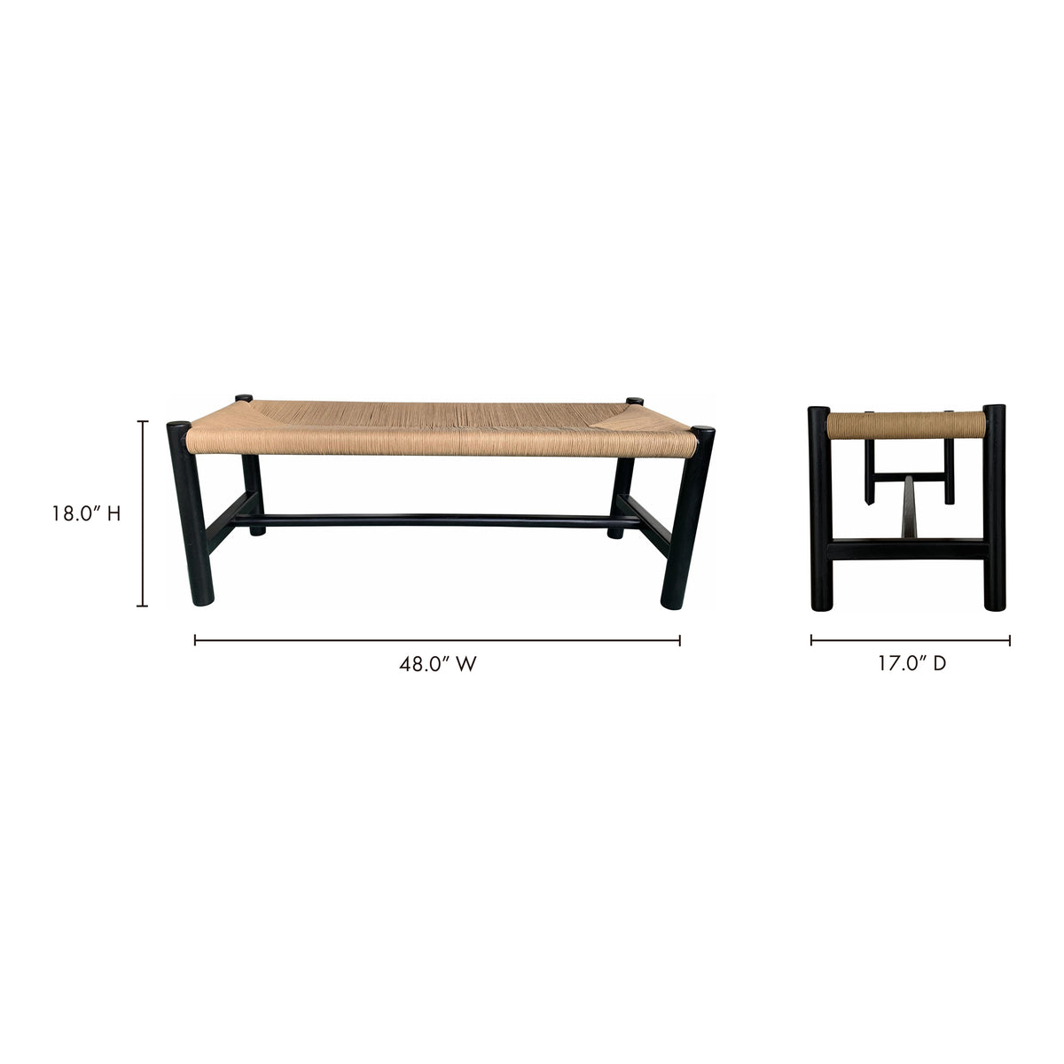 Hawthorn Small Bench Black by Moe's Home