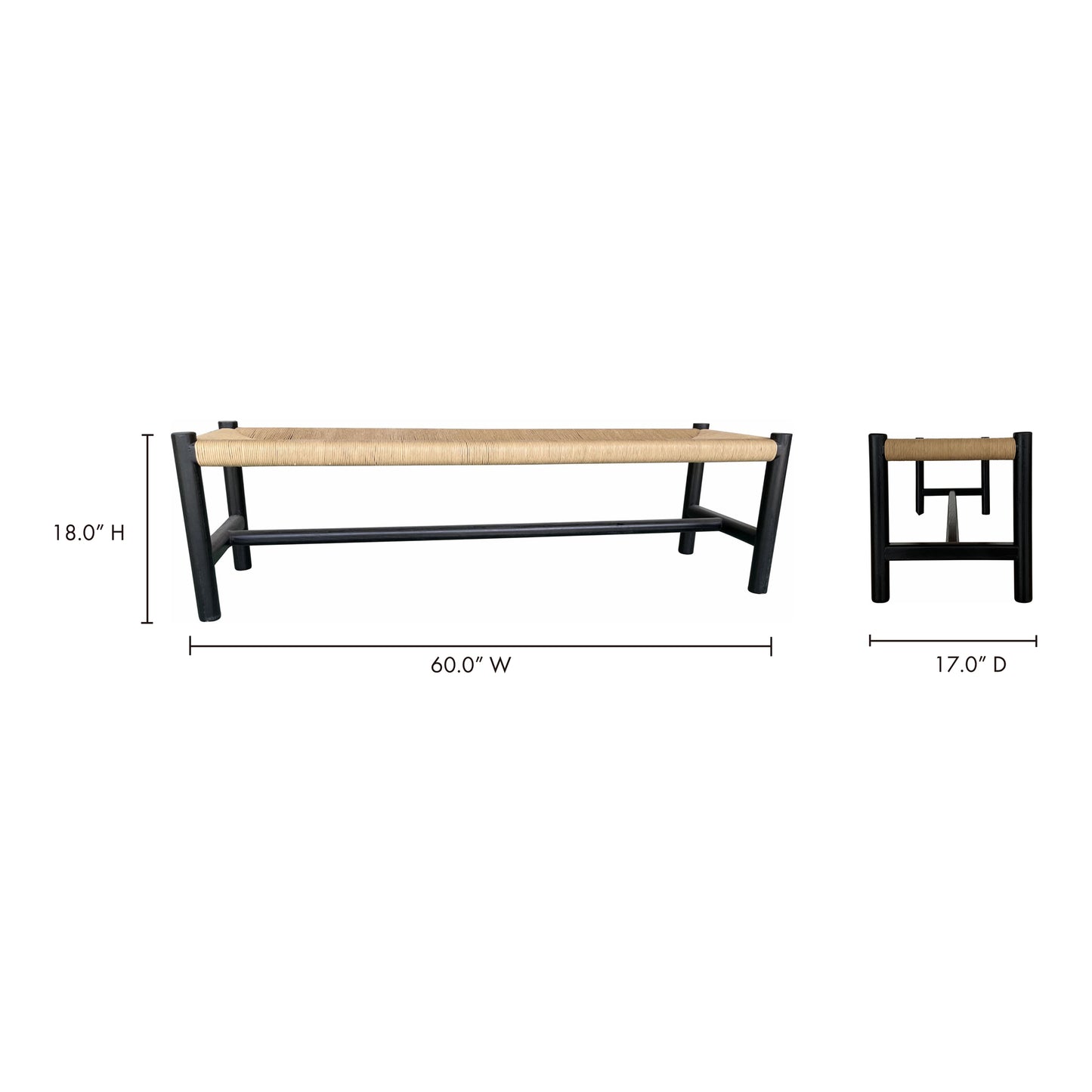 Hawthorn Large Bench Black by Moe's Home