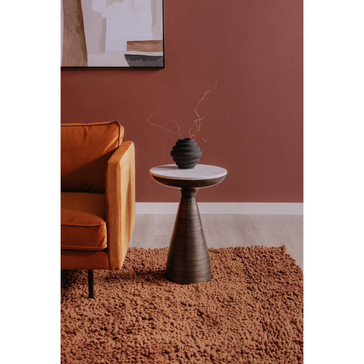 Font Side Table White Marble by Moe's Home