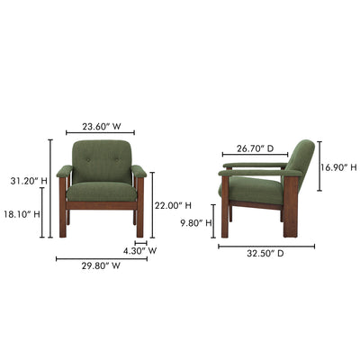 Parker Lounge Chair Green by Moe's Home