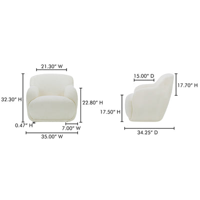Stevie Lounge Chair Cream by Moe's Home