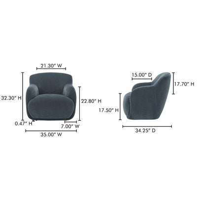 Stevie Lounge Chair Slate Blue by Moe's Home