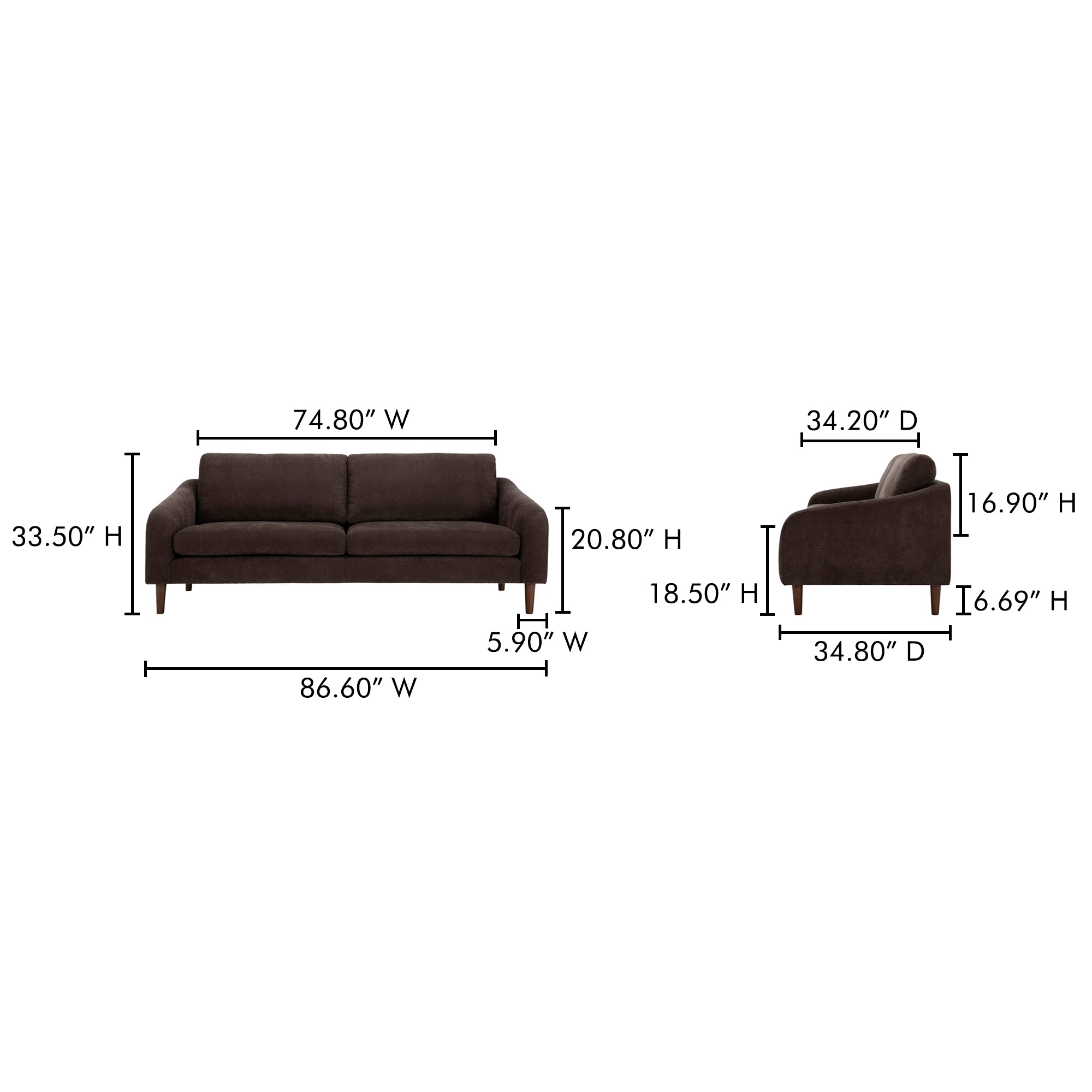 Quinn Sofa Dark Brown