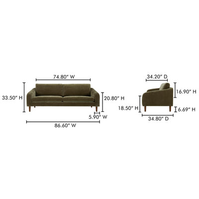 Quinn Sofa Cedar Green by Moe's Home
