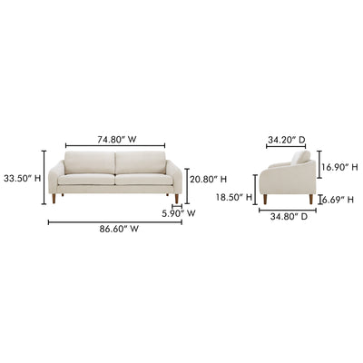 Quinn Sofa Oatmeal by Moe's Home