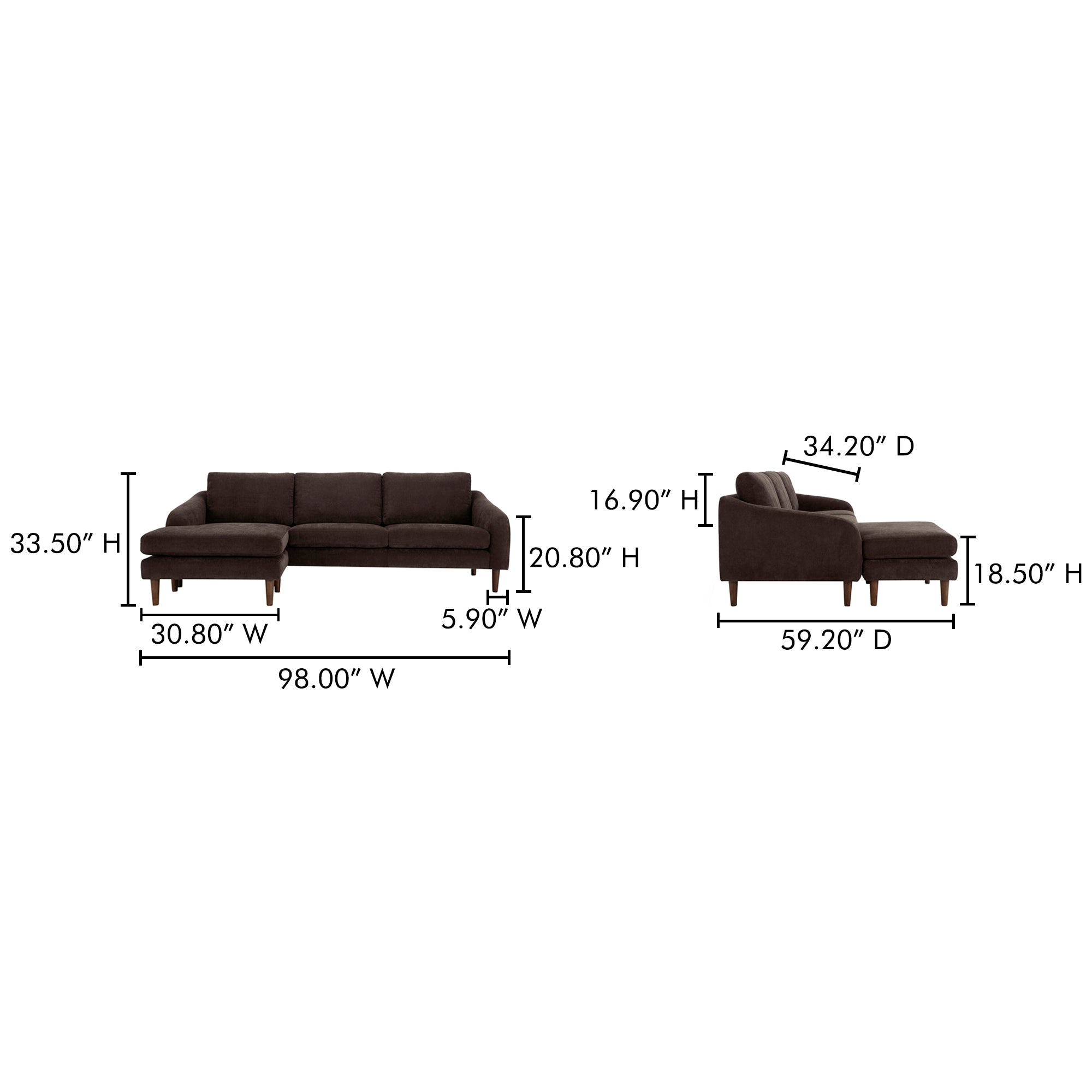 Quinn Sectional Dark Brown