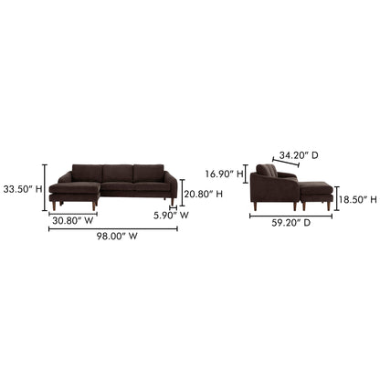 Quinn Sectional Dark Brown