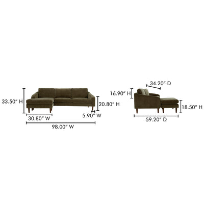 Quinn Sectional Cedar Green by Moe's Home