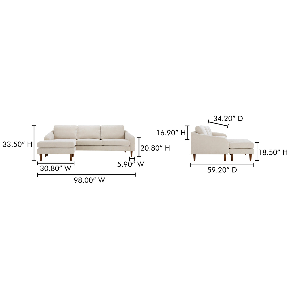 Quinn Sectional Oatmeal by Moe's Home