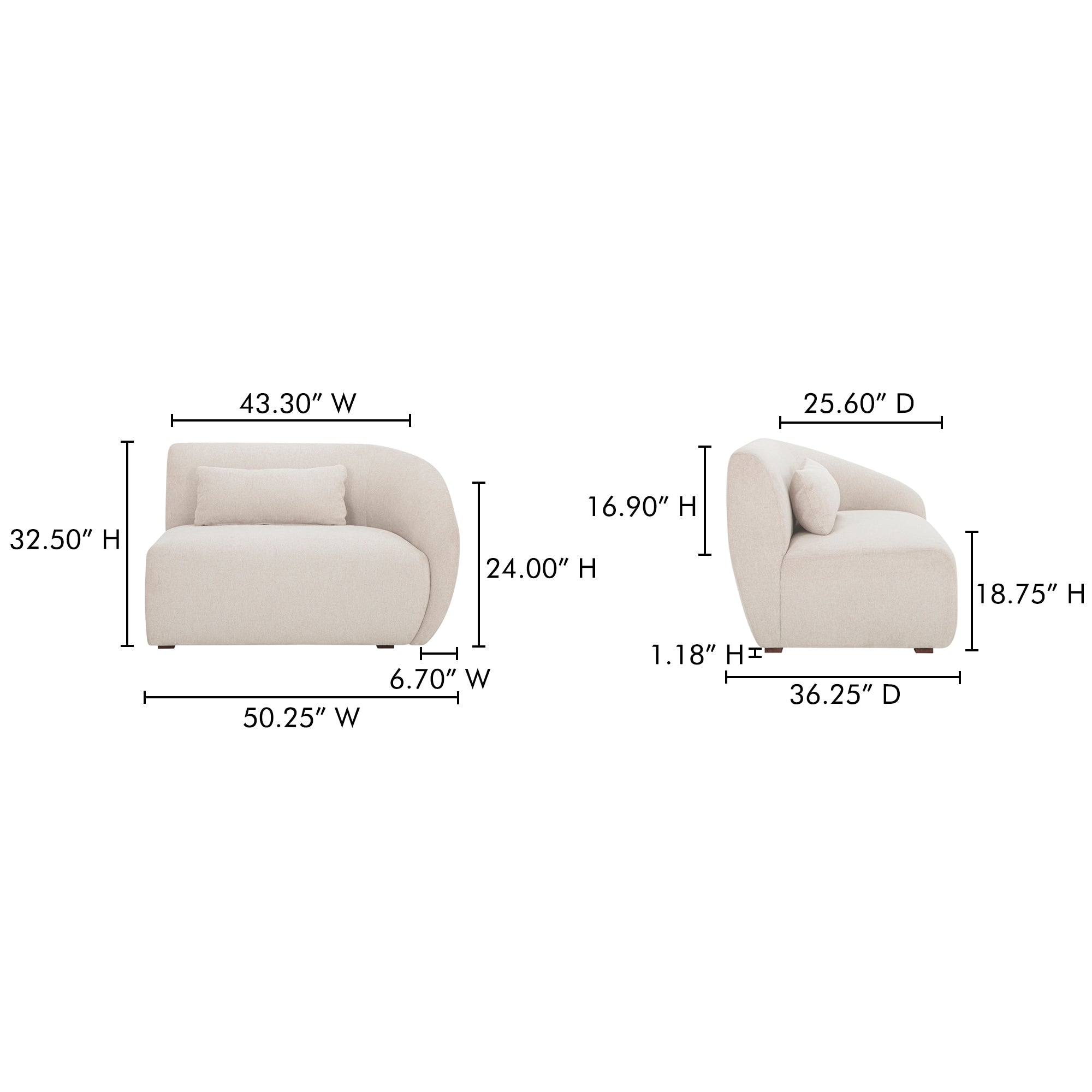 Amelia Right Arm Facing Chair Warm White