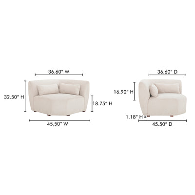 Amelia Corner Chair Warm White by Moe's Home