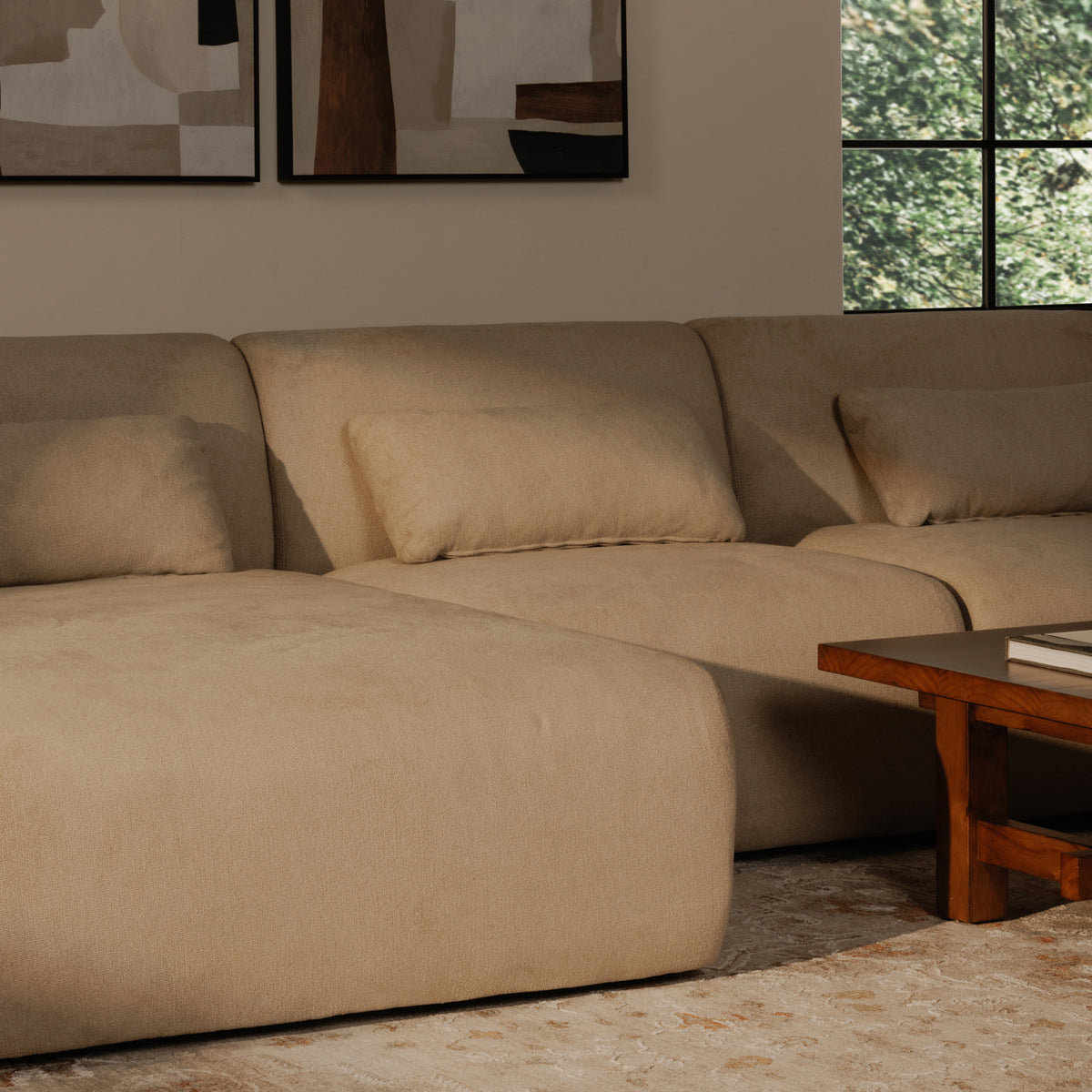 Amelia Left Arm Facing Chaise Warm White by Moe's Home