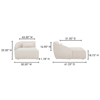 Amelia Left Arm Facing Chaise Warm White