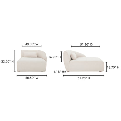 Amelia Right Arm Facing Chaise Warm White