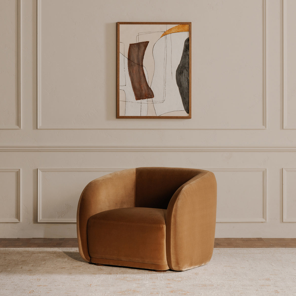 Faye Accent Chair Tan Faux Mohair by Moe's Home