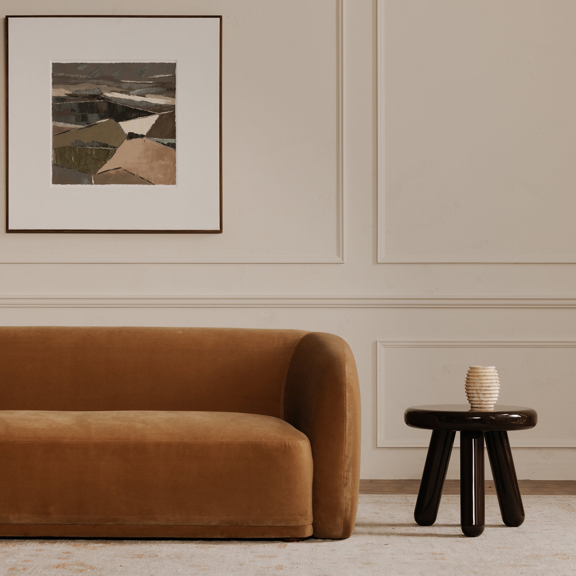 Faye Sofa Tan Faux Mohair by Moe's Home