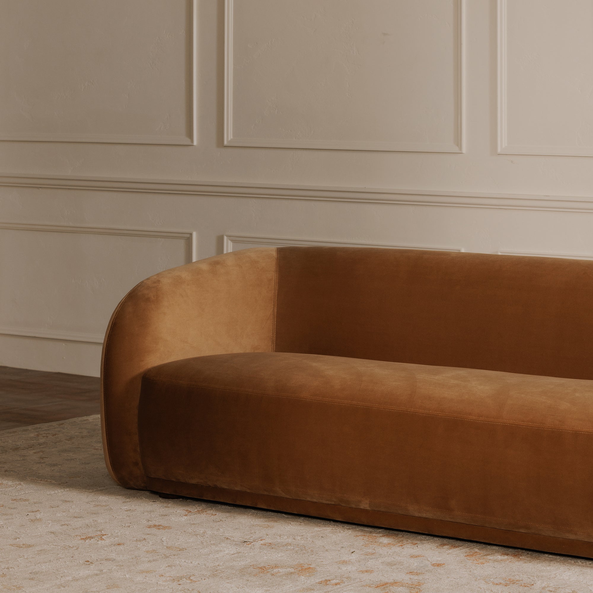 Faye Sofa Tan Faux Mohair by Moe's Home
