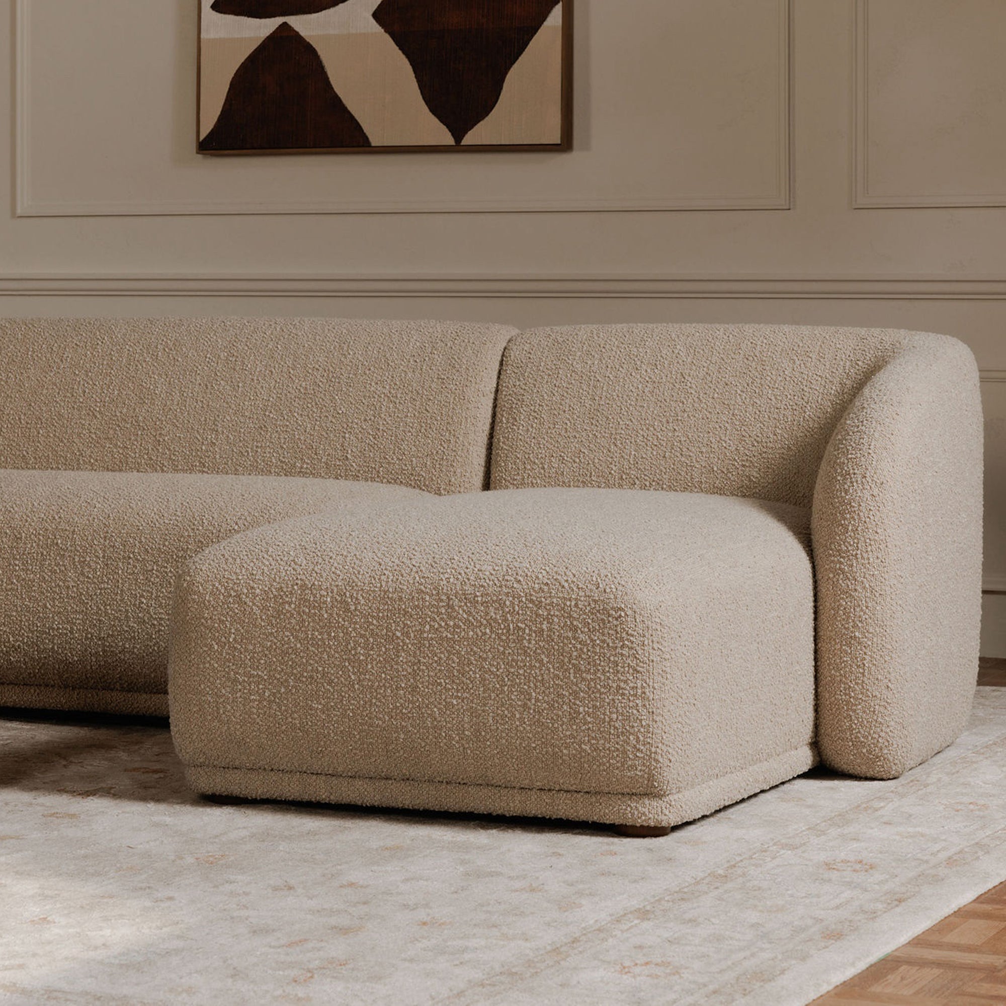 Faye Left Sectional Beige Boucle by Moe's Home
