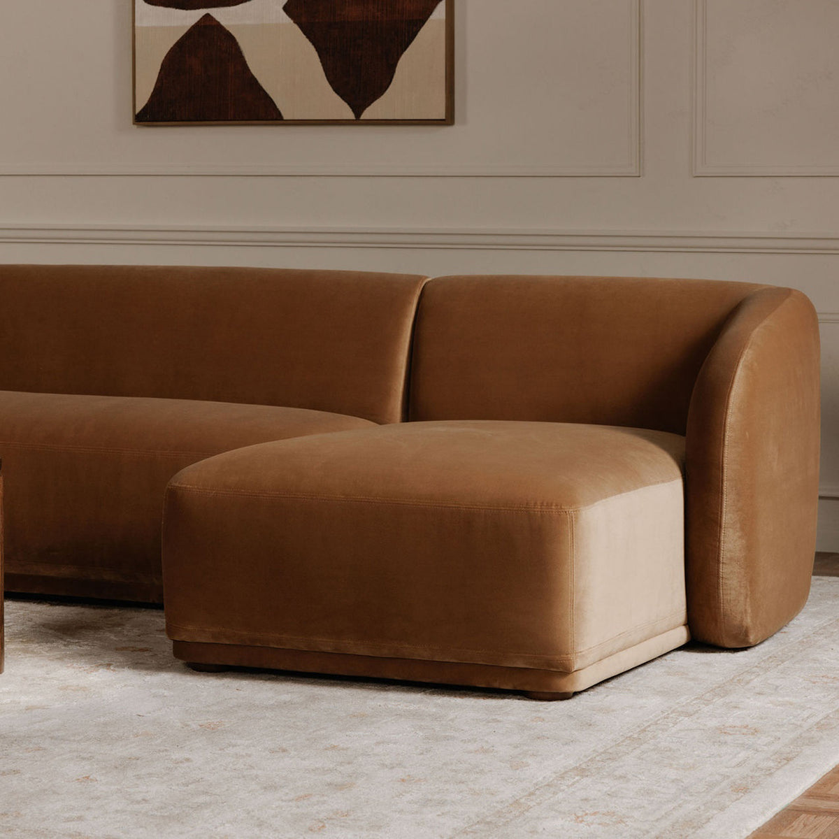 Faye Left Sectional Tan Faux Mohair by Moe's Home