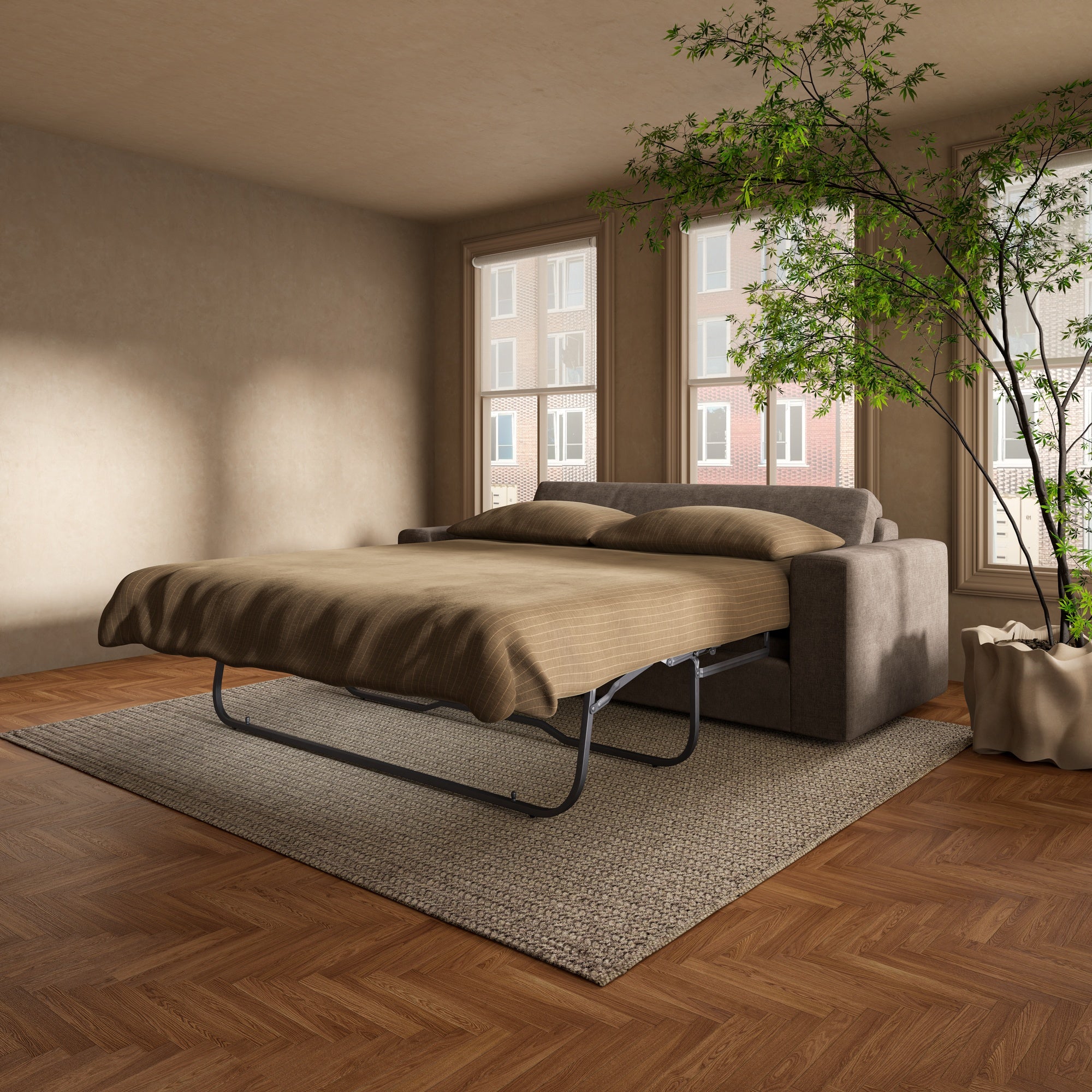 Kiran Sleeper Sofa Warm Charcoal by Moe's Home