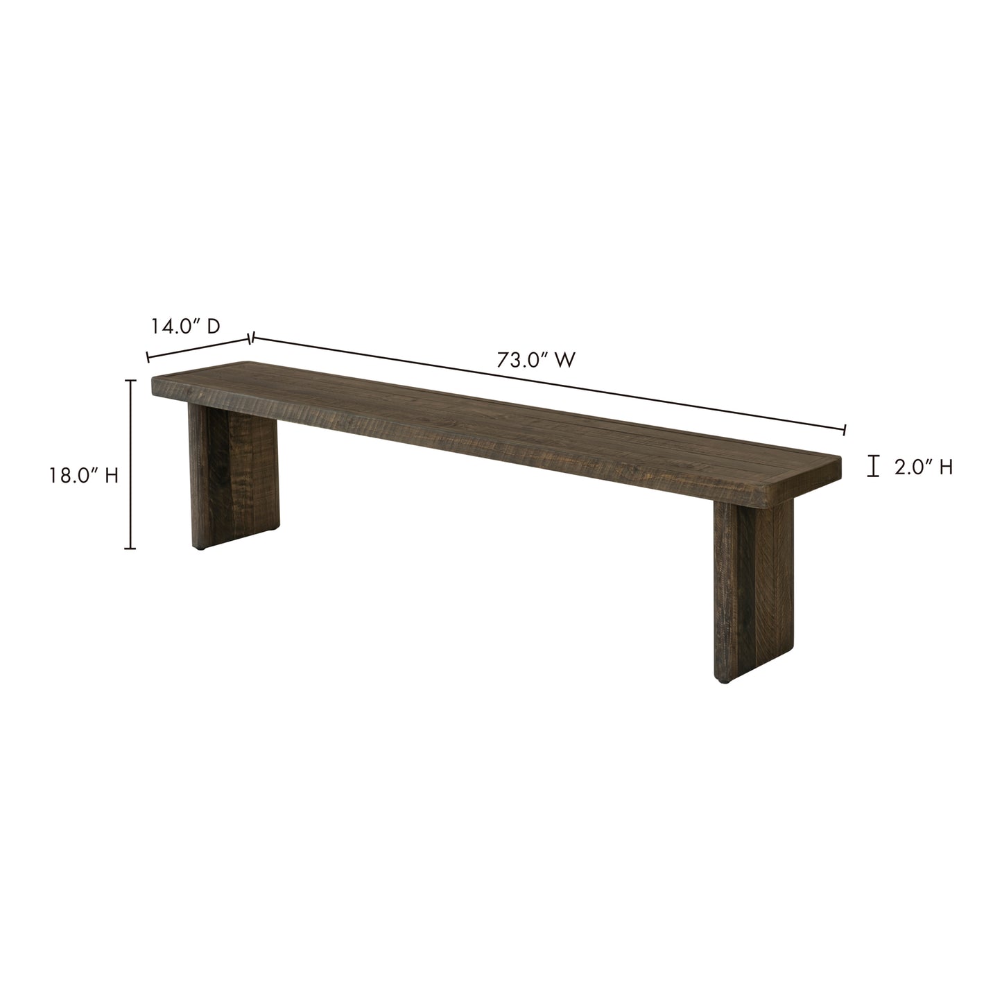 Monterey Bench Light Grey by Moe's Home