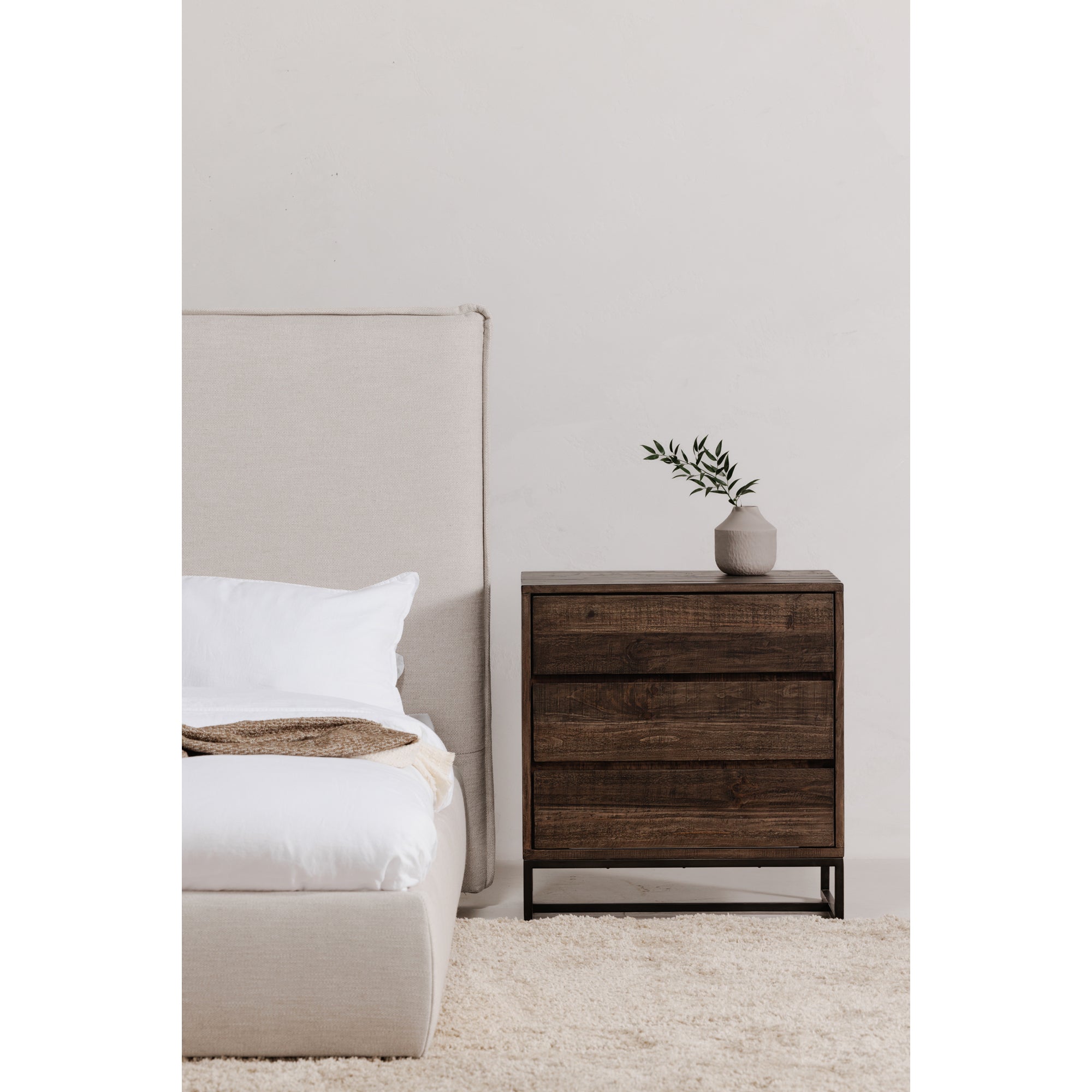 Elena 3 Drawer Nightstand Brown