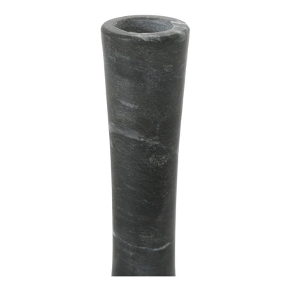 East Tall Candle Holder Black Veined Marble