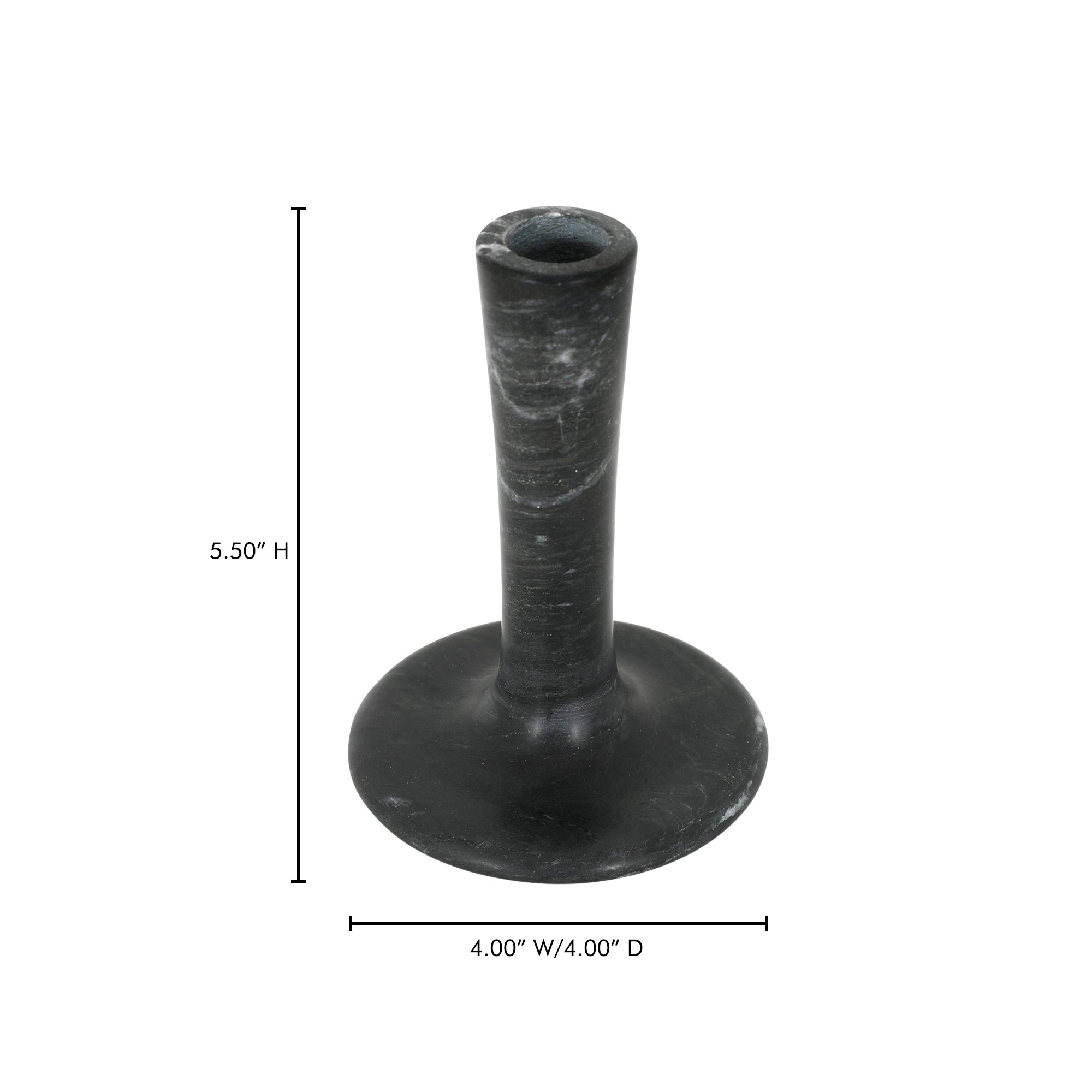 East Tall Candle Holder Black Veined Marble