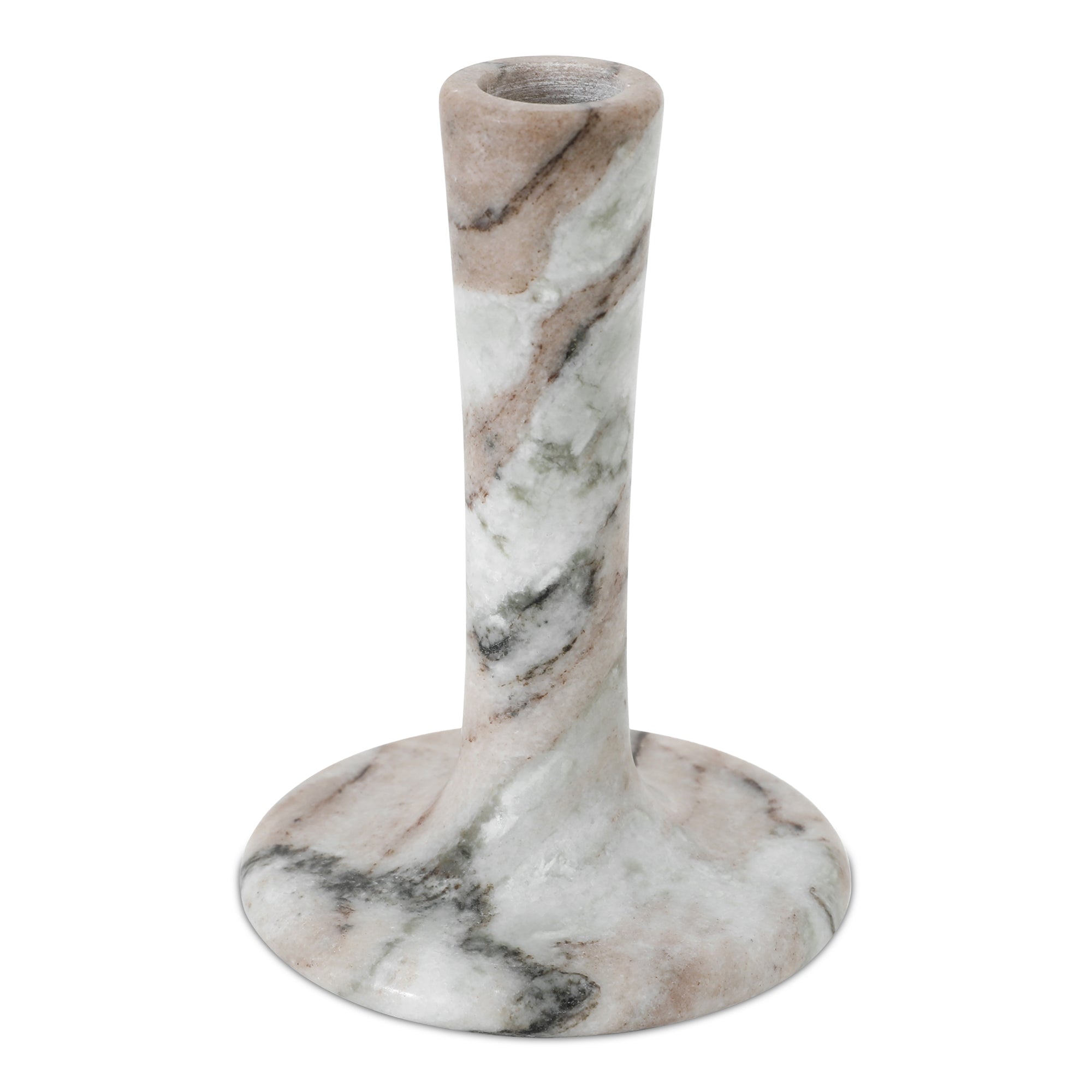 East Tall Candle Holder Brown Torrent Marble | Brown