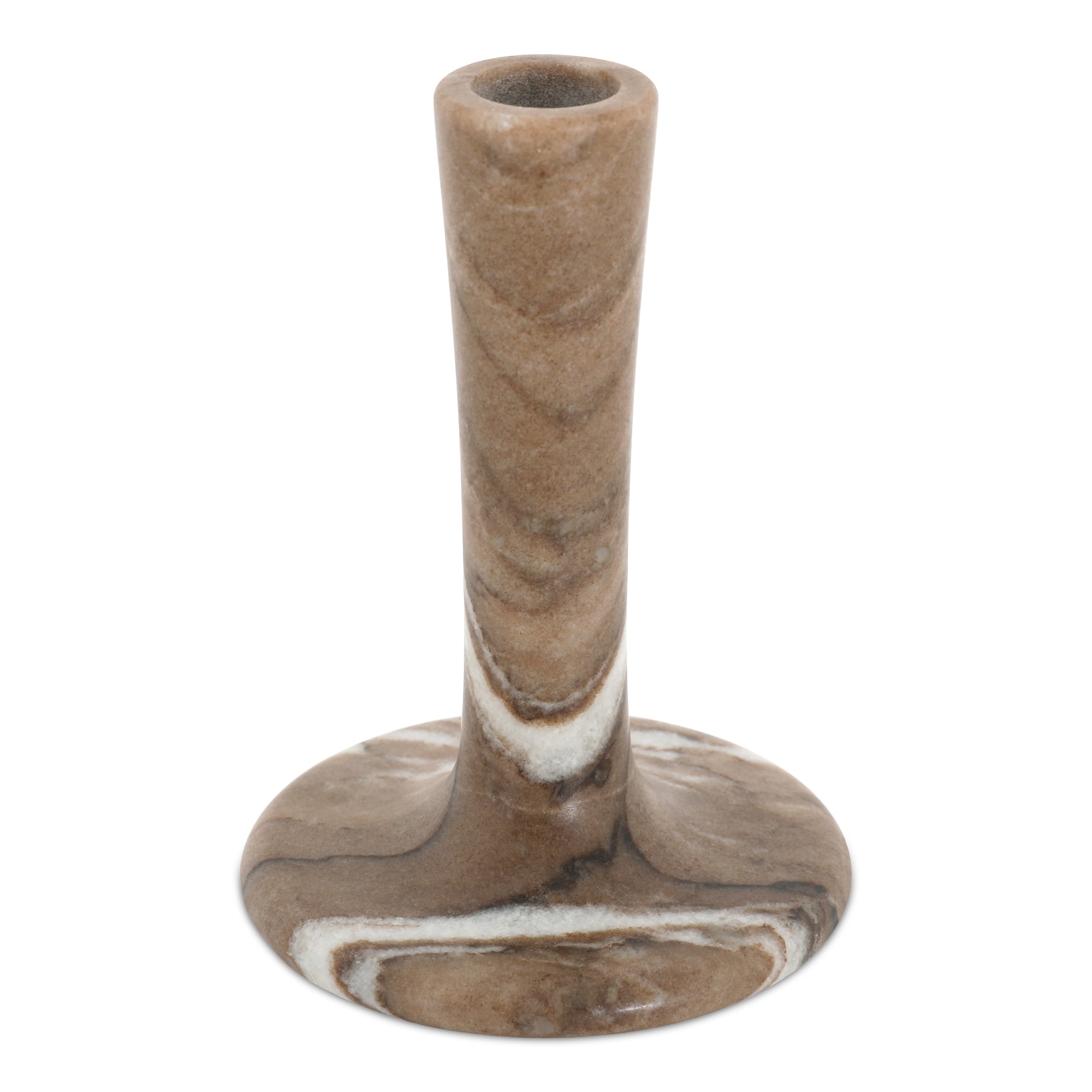 East Tall Candle Holder Brown Torrent Marble