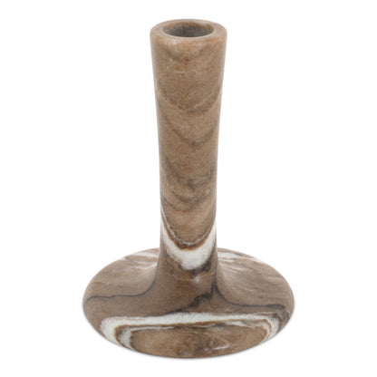 East Tall Candle Holder Brown Torrent Marble