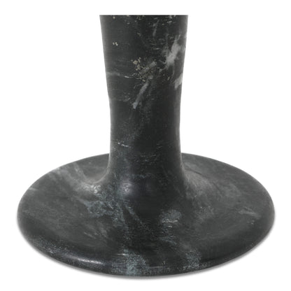 East Short Candle Holder Black Veined Marble