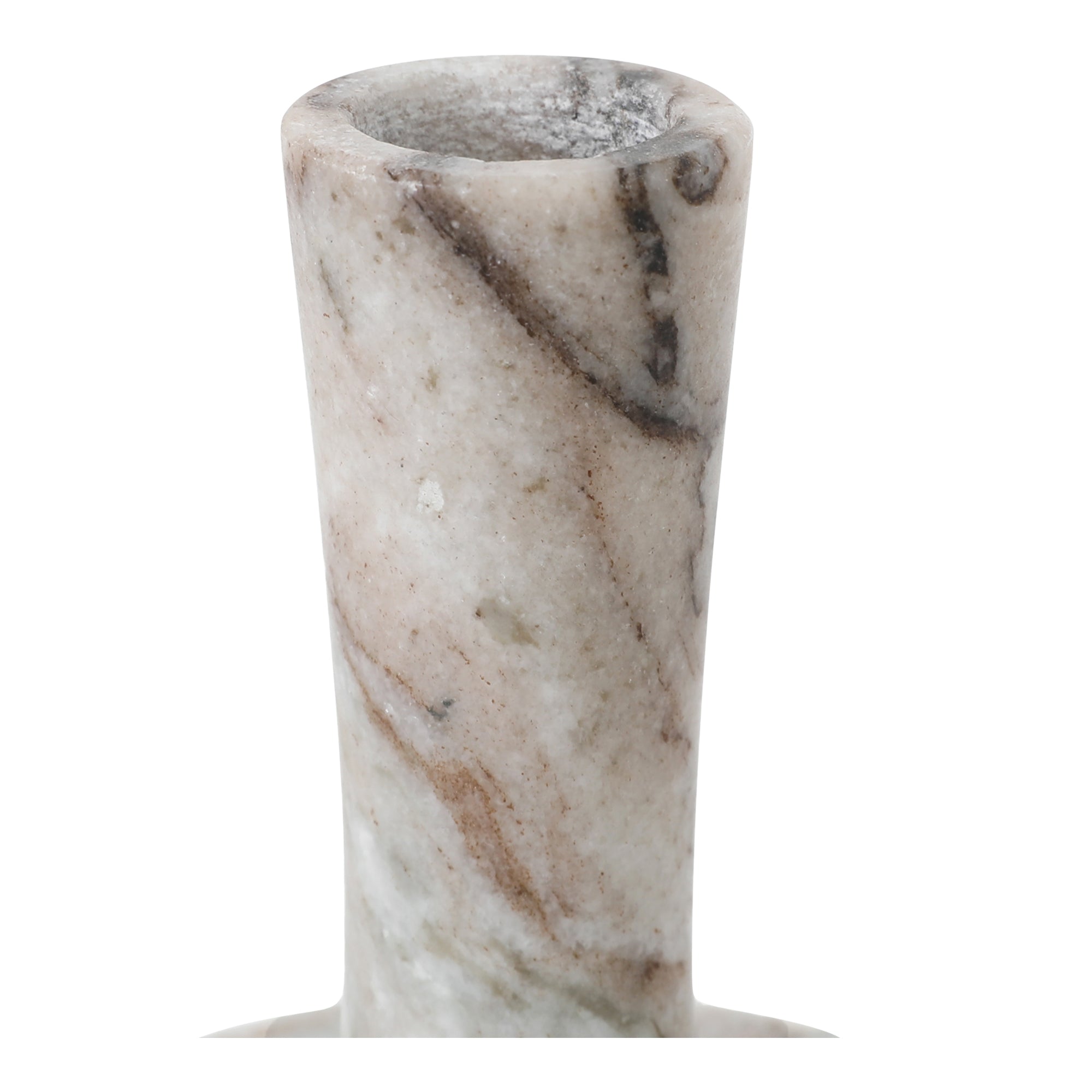 East Short Candle Holder Brown Torrent Marble