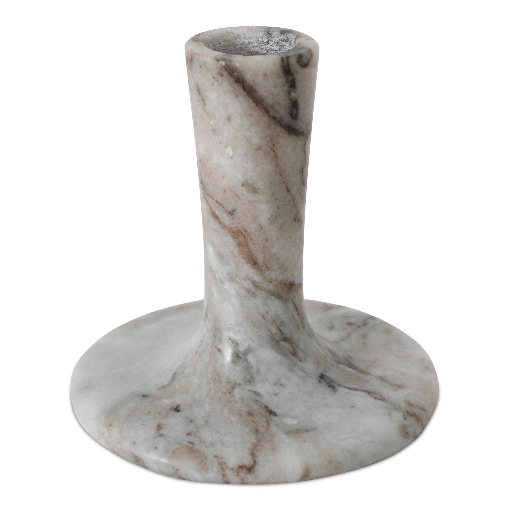 East Short Candle Holder Brown Torrent Marble