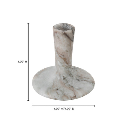 East Short Candle Holder Brown Torrent Marble