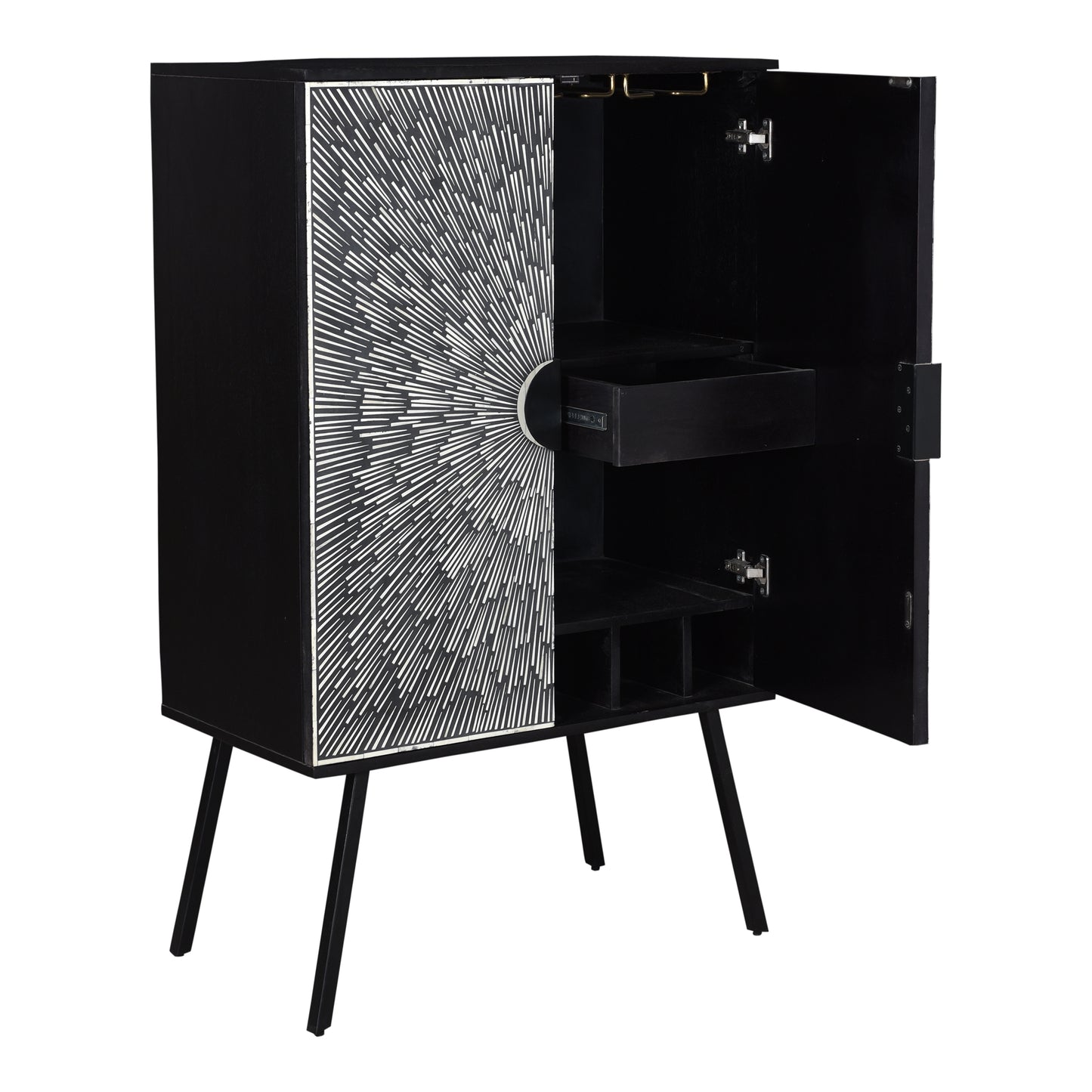 Sunburst Wine Cabinet Black by Moe's Home