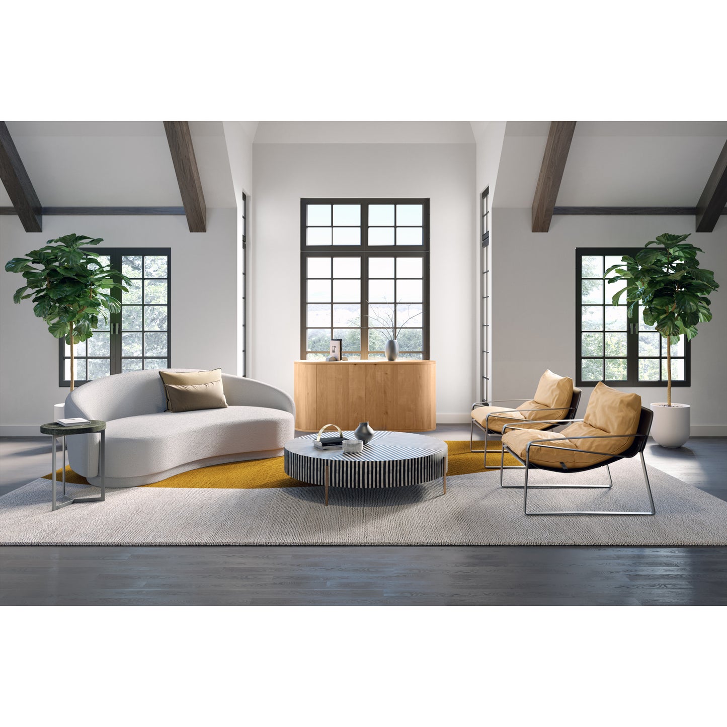 Chameau Medium Coffee Table Black and White by Moe's Home