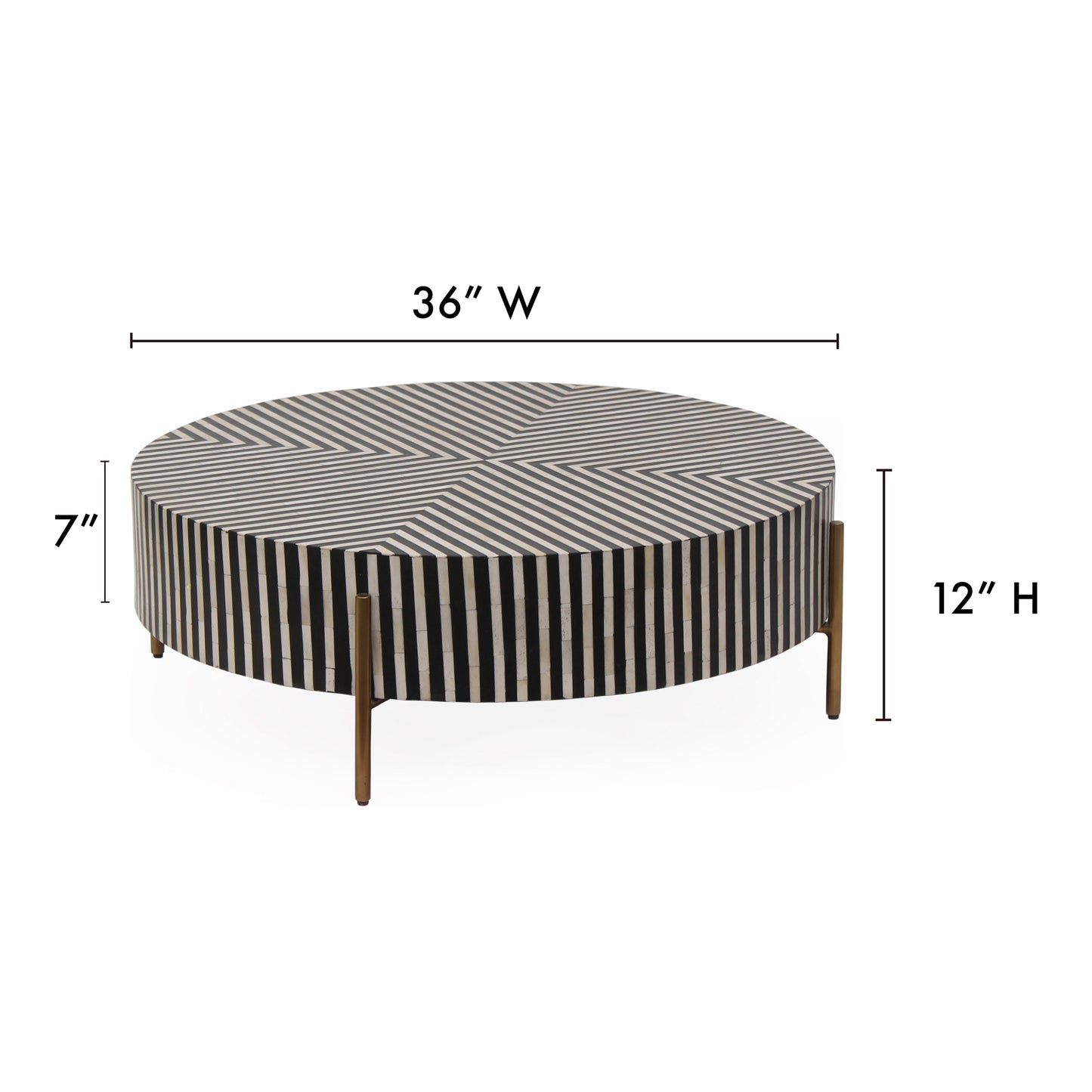 Chameau Small Coffee Table Black and White by Moe's Home