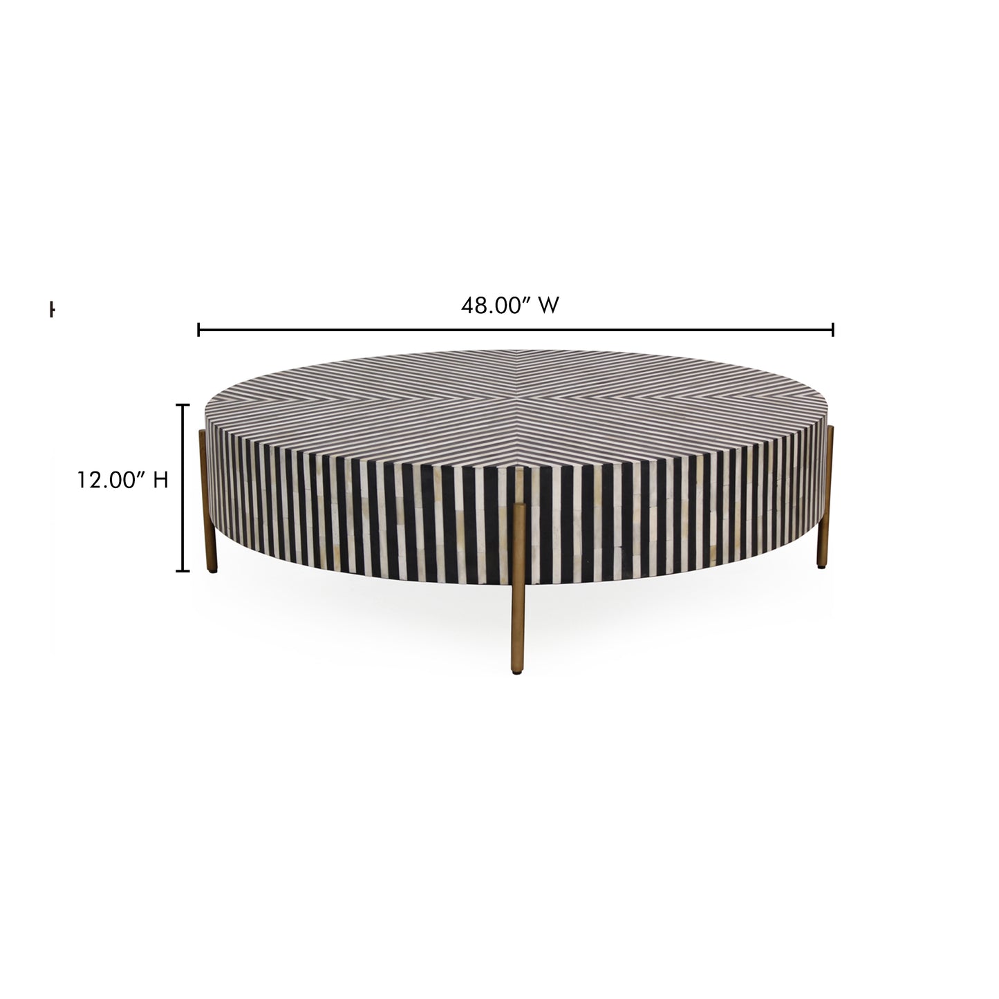Chameau Large Coffee Table Black and White by Moe's Home