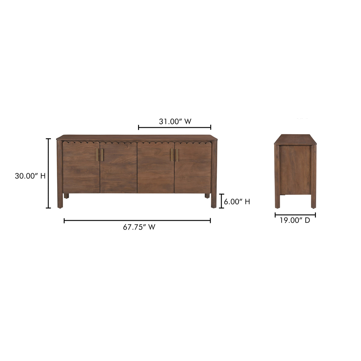 Wiley 4 Door Sideboard Vintage Brown by Moe's Home