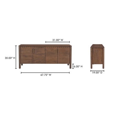 Wiley 4 Door Sideboard Vintage Brown by Moe's Home