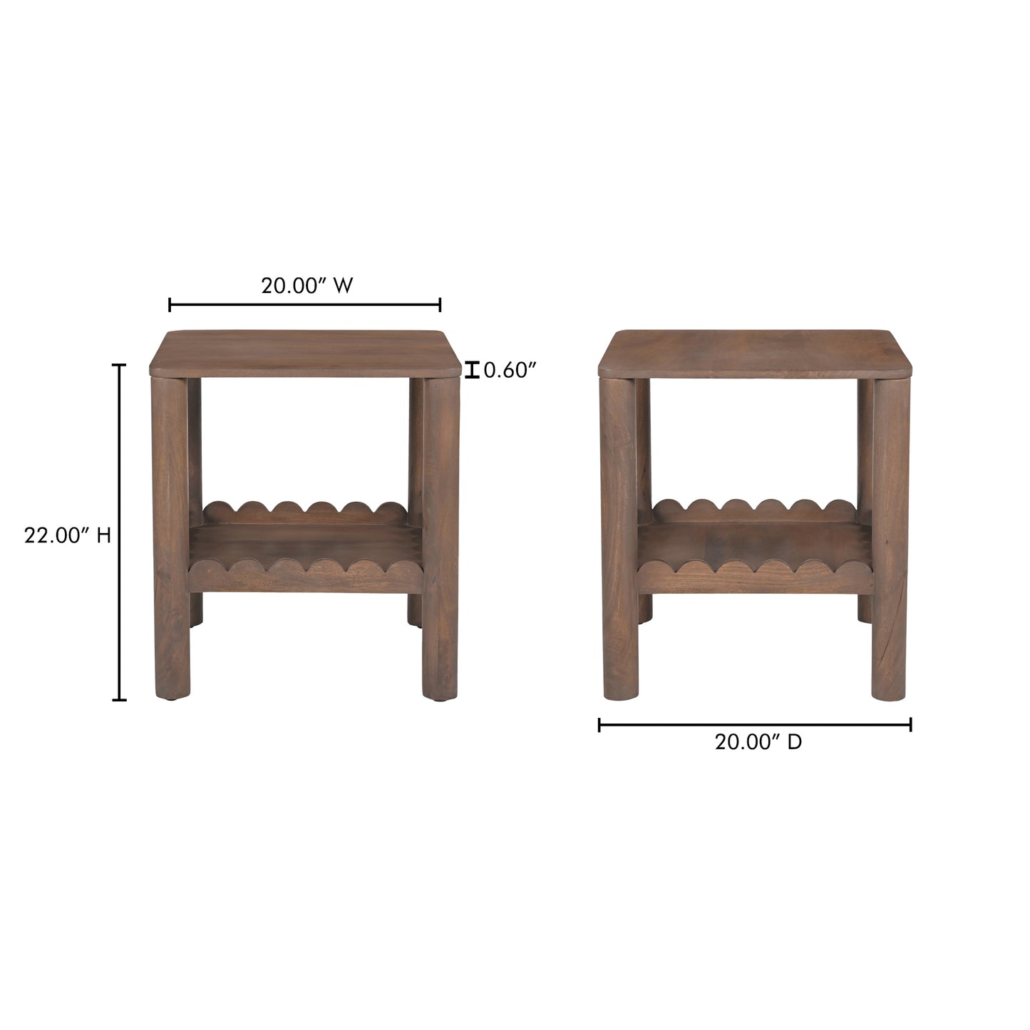 Wiley Side Table Vintage Brown by Moe's Home