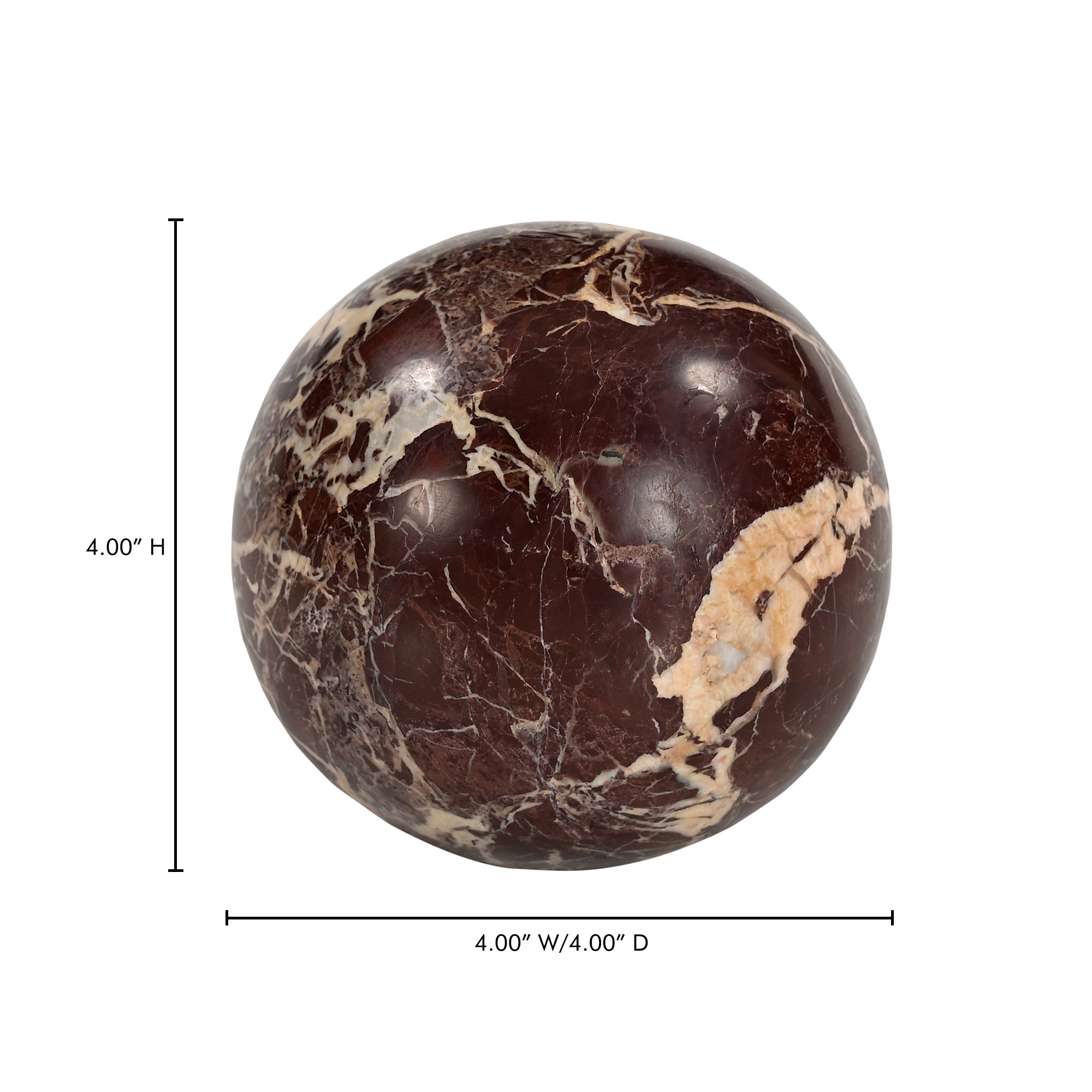 Odessa Sphere Tabletop Accent Red Levanto Marble