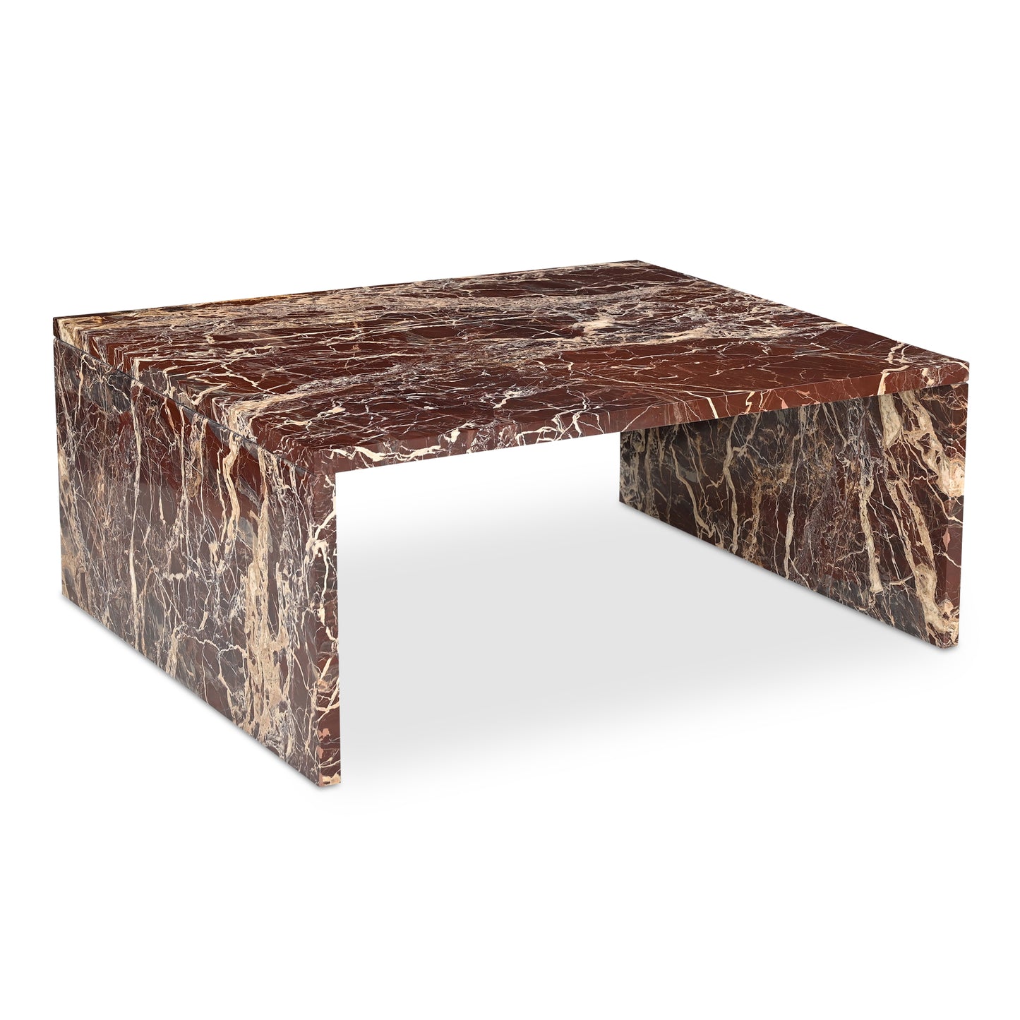 Rosa Coffee Table Rosso Levnato Marble by Moe's Home