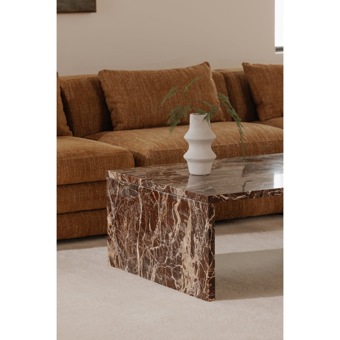 Rosa Coffee Table Rosso Levnato Marble by Moe's Home