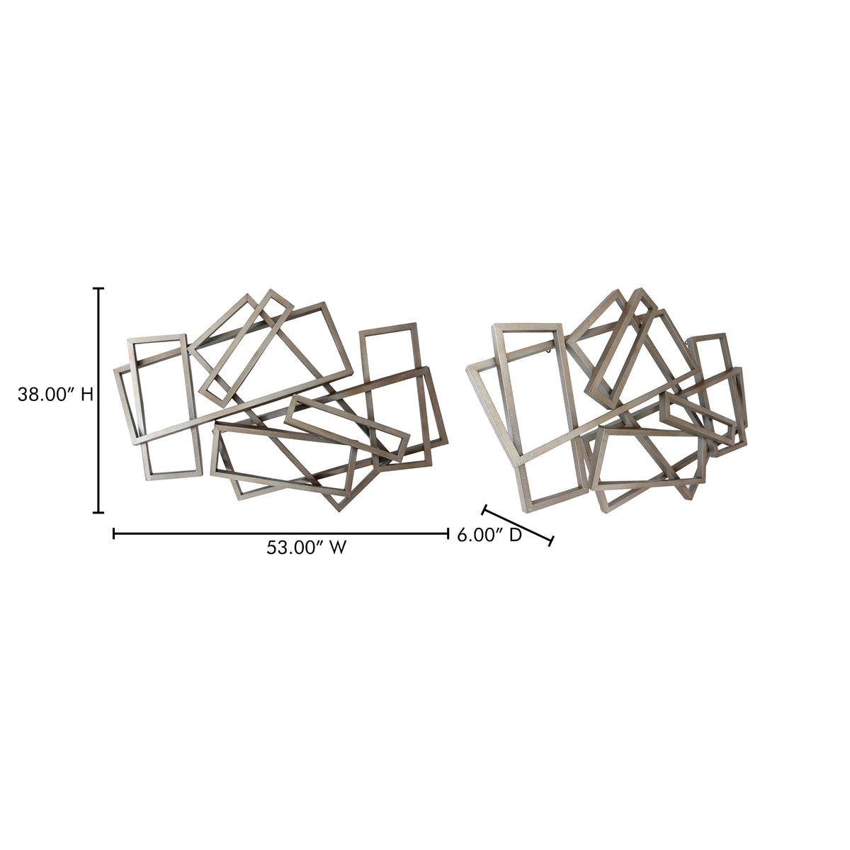 Metal Rectangles Wall Décor Silver by Moe's Home