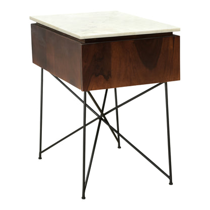 Dominic Nightstand White and Brown
