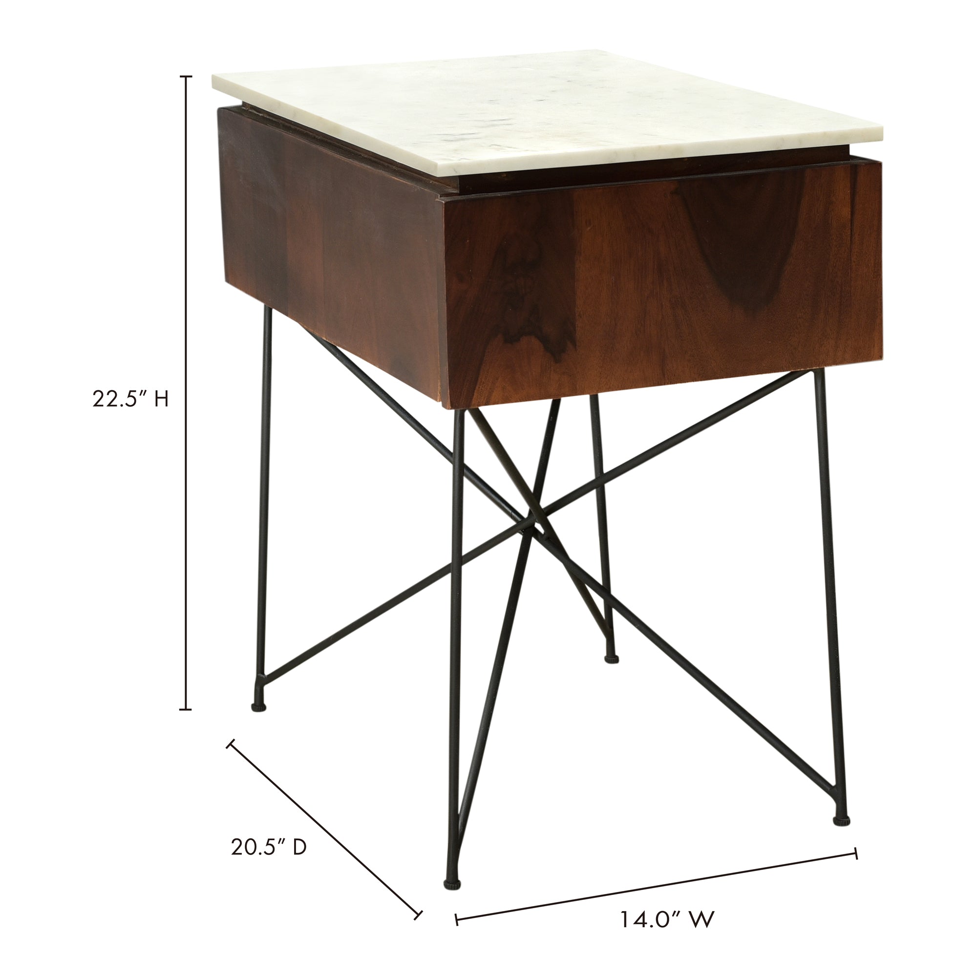 Dominic Nightstand White and Brown